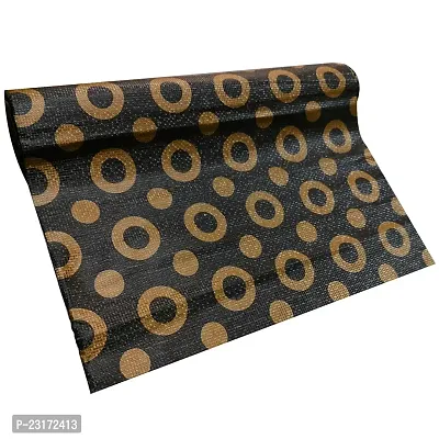 MD 10Meter Rectangular Long Shelf Liner, Sheet Roll / Mat for Drawer, shelf roll kitchen mat, Kitchen Roll, Slab Roll, Drawer roll  Antislip Mat, Size - 45 x 1000 cm (Black Golden Circle)