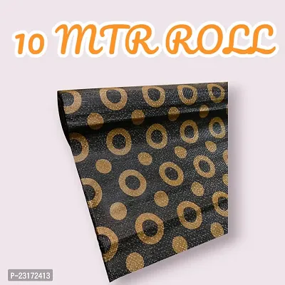 MD 10Meter Rectangular Long Shelf Liner, Sheet Roll / Mat for Drawer, shelf roll kitchen mat, Kitchen Roll, Slab Roll, Drawer roll  Antislip Mat, Size - 45 x 1000 cm (Black Golden Circle)-thumb5