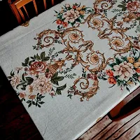 Classy Polyester Printed Cream Jhoomar Table Cloth 38 Inch X 58 Inch-thumb1