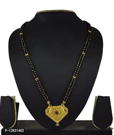 RADHEKRISHNA golden color alloy material beautiful mangalsutra with free golden earrings-thumb0