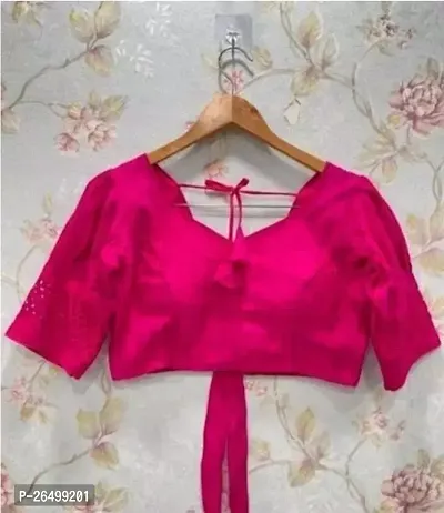Stylish Pink Cotton Solid Blouses For Women-thumb0