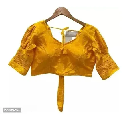 Stylish Yellow Cotton Solid Blouses For Women