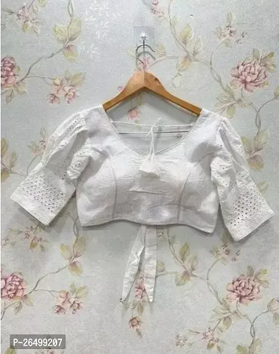 Stylish White Cotton Solid Blouses For Women