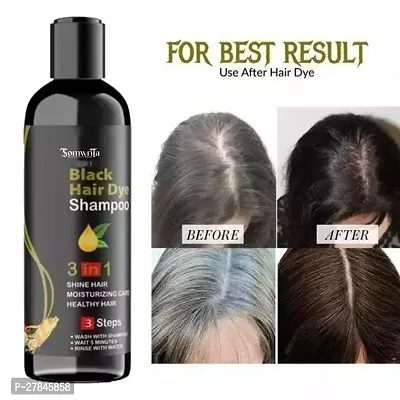 Classic 3 in 1 Hair Dye Instant Black Hair Shampoo for Women  Men 100ml ,Black-thumb0