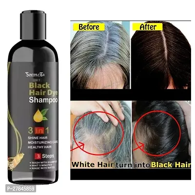 Classic 3 in 1 Hair Dye Instant Black Hair Shampoo for Women  Men 100ml ,Black-thumb0