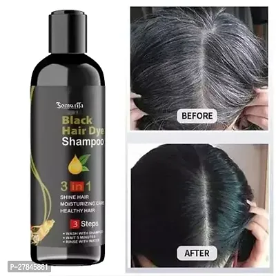 Classic 3 in 1 Hair Dye Instant Black Hair Shampoo for Women Men 100ml ,Black-thumb0