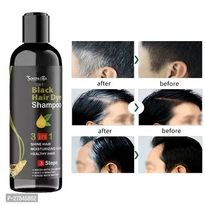 Classic 3 in 1 Hair Dye Instant Black Hair Shampoo for Women Men 100ml ,Black-thumb0