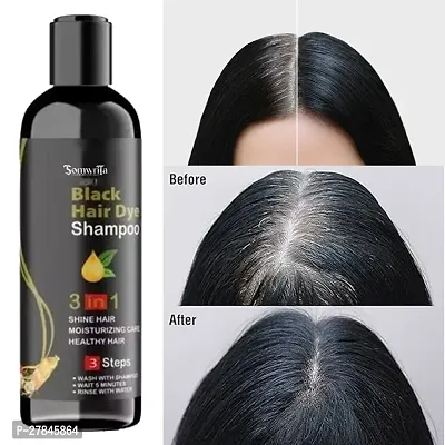 Classic 3 in 1 Hair Dye Instant Black Hair Shampoo for Women Men 100ml ,Black-thumb0