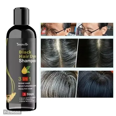 Classic 3 in 1 Hair Dye Instant Black Hair Shampoo for Women Men 100ml ,Black-thumb0