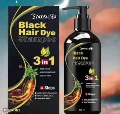 Somwrita Organic Shampoo Herbal 3 in 1 Hair Dye Instant Black Hair Shampoo Men Women_09  (300 ml)-thumb0