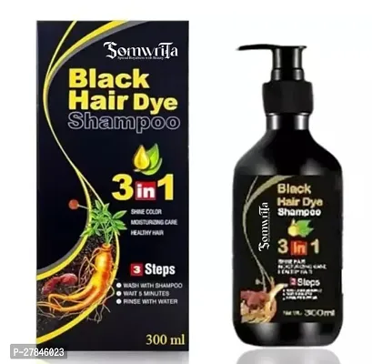 Somwrita Organic Shampoo Herbal 3 in 1 Hair Dye Instant Black Hair Shampoo Men Women_09  (300 ml)-thumb0