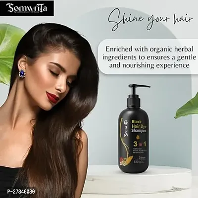 Somwrita Organic Shampoo Herbal 3 in 1 Hair Dye Instant Black Hair Shampoo Men Women_09  (300 ml)