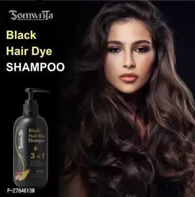 Somwrita Organic Shampoo Herbal 3 in 1 Hair Dye Instant Black Hair Shampoo Men Women_09  (300 ml)-thumb0