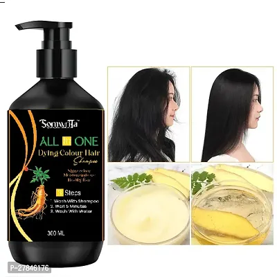 Classic Organic Shampoo Herbal 3 in 1 Hair Dye Instant Black Hair Shampoo Men Women 300 ml-thumb0