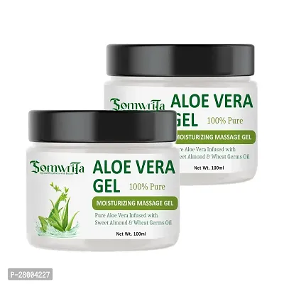 SOMWRITA Aloevera Gel Anti-Acne  Anti-Pimple / Rup Nikhar Ke Liye Best Aloe Vera Gel / Black Skin Ke Liye Best Gel / Chahere Ma Bedag Nikhar Lane Vala Gel / (100ml) Pack Of 2-thumb0