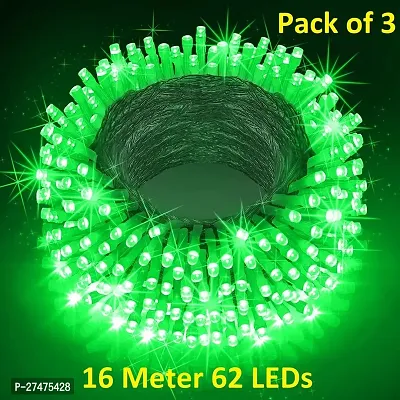 Xenith 52 Feet Long 62 Led Power Pixel Serial String Light, 360 Degree Light In Bulb | Copper Led Pixel String Light For Home Decoration, Diwali, Christmas, Indoor Outdoor Decoration (Green, Pack Of 3)