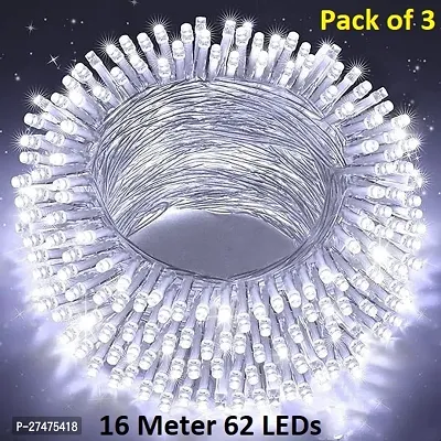 Xenith 52 Feet Long 62 Led Power Pixel Serial String Light, 360 Degree Light In Bulb | Copper Led Pixel String Light For Home Decoration, Diwali, Christmas, Indoor Outdoor Decoration (White, Pack Of 3)