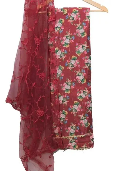 Beautiful Silk Dress Material with Dupatta For Women