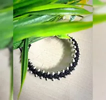 Lumen Latest Sylish Black Thread With Silver Beads Bracelet For Womens And Girls .-thumb1