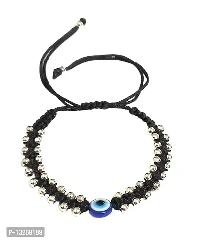 Lumen latest Stylish Black Thread Evil Eye With Silver Beads Bracelet For Girls | Boys | Men | Women.