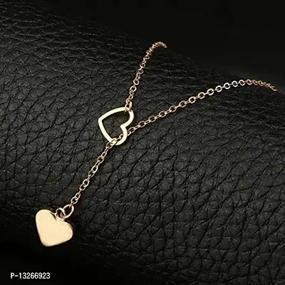 Lumen Stylish Golden Drop Bar Double Chain Necklace for Women and Girls Personalized Fashion Necklace Simple Metal Long Alloy Necklace-thumb5