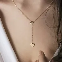 Lumen Stylish Golden Drop Bar Double Chain Necklace for Women and Girls Personalized Fashion Necklace Simple Metal Long Alloy Necklace-thumb1