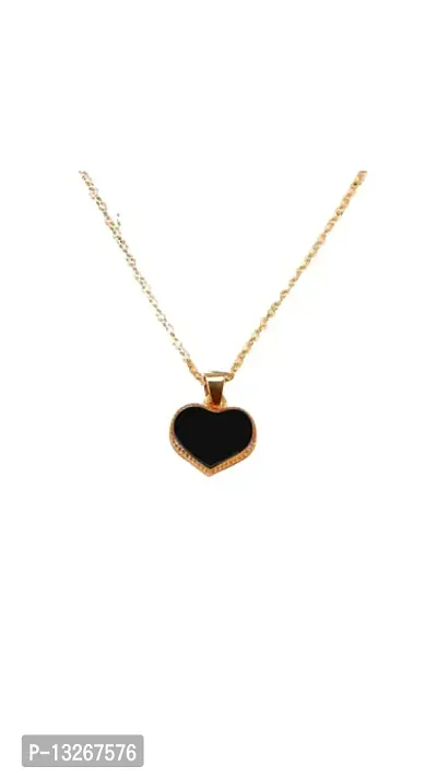 Lumen Latest Stylish Black Colour Heart Neck Chian For Girls And Womens. (Heart Black and Golden Chian)