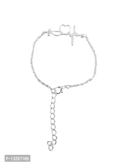 Lumen Stylish Silver Heartbeat Bracelet for Women's  Girls Jewelry Collection, Stylish  fashionable.-thumb5