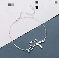 Lumen Stylish Silver Heartbeat Bracelet for Women's  Girls Jewelry Collection, Stylish  fashionable.-thumb2