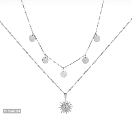 Lumen Latest Very Stylish Look SilverSun Shine Double Layer Chain For Grils and Womens.-thumb0