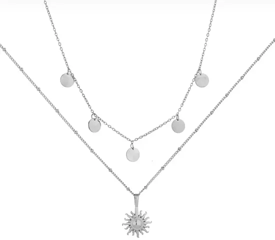 Lumen Latest Very Stylish Look SilverSun Shine Double Layer Chain For Grils and Womens.