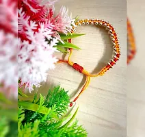 Lumen Latest Sylish Yellow And Red Mix Colour Thread With Silver Beads Bracelet For Womens And Girls.-thumb1