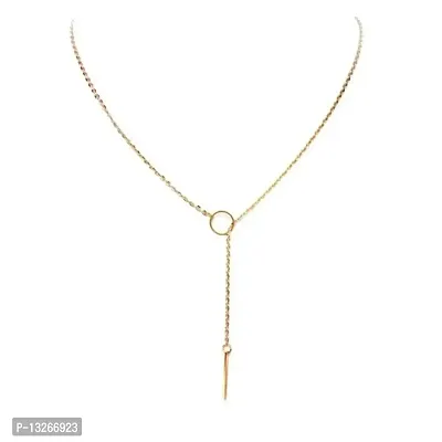 Lumen Stylish Golden Drop Bar Double Chain Necklace for Women and Girls Personalized Fashion Necklace Simple Metal Long Alloy Necklace-thumb0