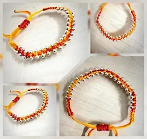 Lumen Latest Sylish Yellow And Red Mix Colour Thread With Silver Beads Bracelet For Womens And Girls.-thumb2