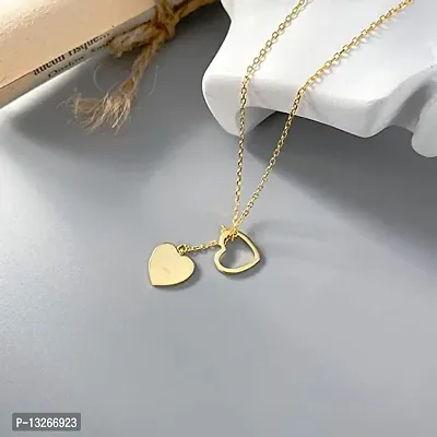 Lumen Stylish Golden Drop Bar Double Chain Necklace for Women and Girls Personalized Fashion Necklace Simple Metal Long Alloy Necklace-thumb3