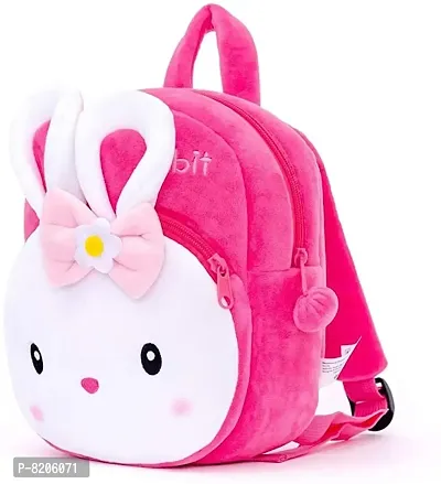 Konggi Rabbit School Cartoon Bag, Soft Material Plus Backpack Childrens Gifts Boy/Girl/Baby School Bag For Kids, (Age 2 to 6 Year) School Bag (Pack of 1)-thumb0