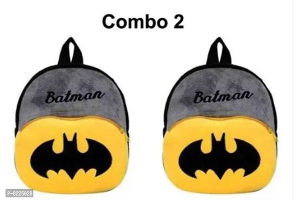 Batman  Batman Combo School Cartoon Bag, Soft Material Plus Backpack Childrens Gifts Boy/Girl/Baby School Bag For Kids, (Age 2 to 6 Year) School Bag (Pack of 2)-thumb0