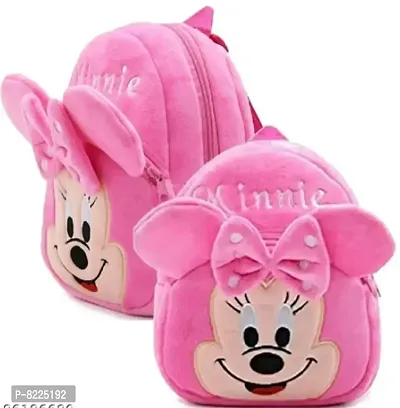 Minnie Pink amp; Minnie Pink Combo School Cartoon Bag, Soft Material Plus Backpack Childrens Gifts Boy/Girl/Baby School Bag For Kids, (Age 2 to 6 Year) School Bag (Pack of 2)-thumb0