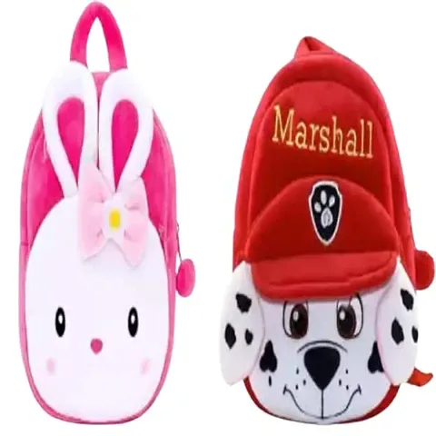 Soft Material Plus Backpack Girl / Baby School Bag For Kids ( Pack of 2 )