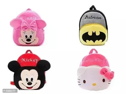 Minnie Pink, Batman, Mickey, Hello Kitty Combo School Carto School Bag (Pack of 4)-thumb0