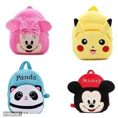 Minnie Pink, Pikachu, Panda Blue, Mickey Combo School Carto School Bag (Pack of 4)