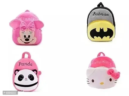 Minnie Pink, Batman, Panda Pink,  Hello kitty Combo School Cartoon School Bag (Pack of 4)