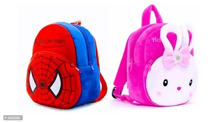 Spiderman  Konggi Rabbit Combo School Cartoon Bag, Bag for Kids, (Age 2 to 6 Year) School Bag (Pack of 2)