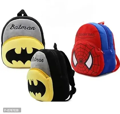 Batman, Batman  Spiderman Combo School Cartoon Bag, School Bag for Kids, Suitable for Nursery, LKG, UKG  Play School Children (Age 2 to 6 Year) School Bag, (12 L), (Pack of 3)-thumb0