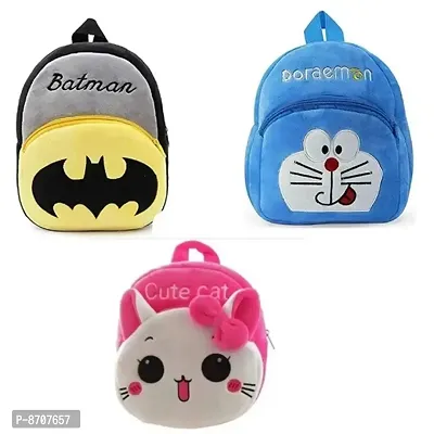Batman, Doraemon  Cute Cat Combo School Cartoon Bag, School Bag for Kids, Suitable for Nursery, LKG, UKG  Play School Children (Age 2 to 6 Year) School Bag, (12 L), (Pack of 3)