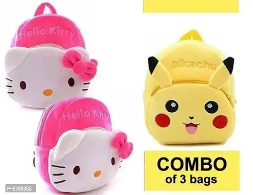 Hello Kitty , Hello Kitty  Pikachu Combo School Cartoon Bag, School Bag for Kids, Suitable for Nursery, LKG, UKG  Play School Children (Age 2 to 6 Year) School Bag, (12 L), (Pack of 3)-thumb0