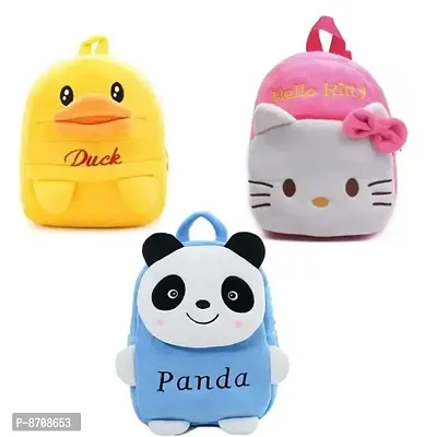 Duck, Hello kitty  Blue Panda Combo School Cartoon Bag, School Bag for Kids, Suitable for Nursery, LKG, UKG  Play School Children (Age 2 to 6 Year) School Bag, (12 L), (Pack of 3)-thumb0