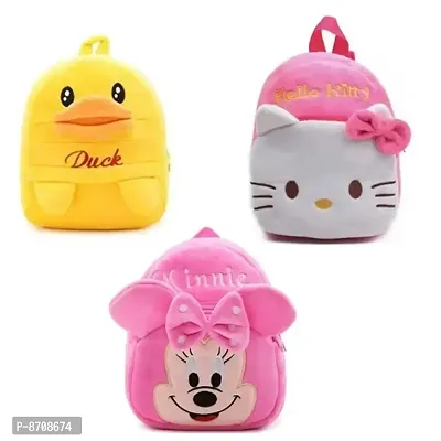 Duck, Hello Kitty  Pink Minnie Combo School Cartoon Bag, School Bag for Kids, Suitable for Nursery, LKG, UKG  Play School Children (Age 2 to 6 Year) School Bag, (12 L), (Pack of 3)-thumb0