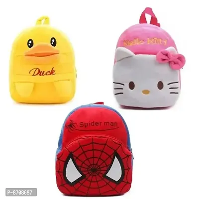 Duck, Hello kitty  Spiderman Combo School Cartoon Bag, School Bag for Kids, Suitable for Nursery, LKG, UKG  Play School Children (Age 2 to 6 Year) School Bag, (12 L), (Pack of 3)