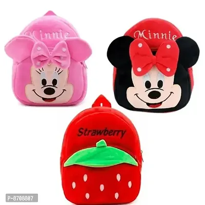 Pink Minnie, Red Minnie  Strawberry Combo School Cartoon Bag, School Bag for Kids, Suitable for Nursery, LKG, UKG  Play School Children (Age 2 to 6 Year) School Bag, (12 L), (Pack of 3)